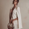 ZENDAYA Classic Cape Blazer Jacket In White