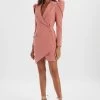 GRACIE Puff Sleeve Mini Blazer Dress In Rose