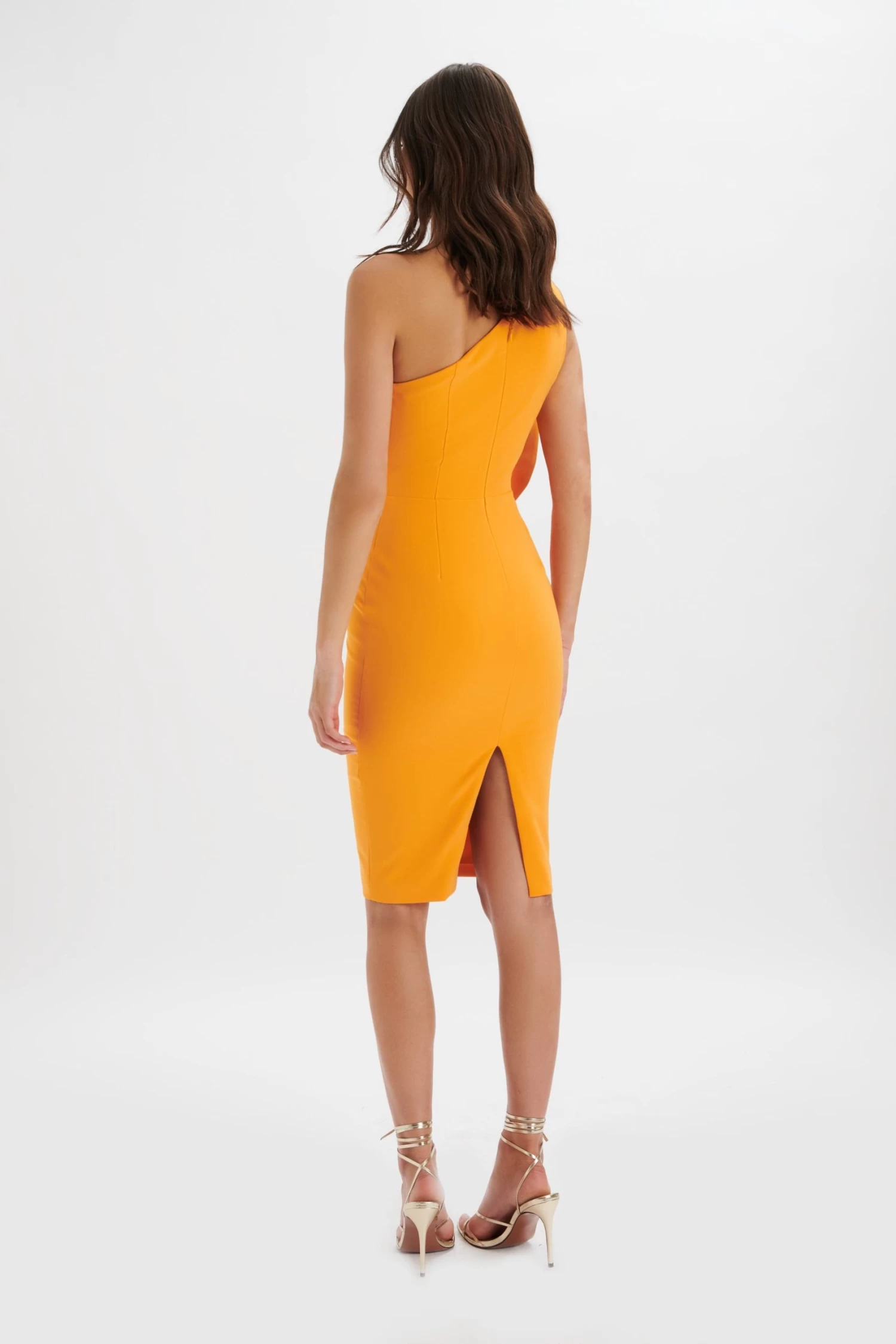 NOLA 3D Statement Ruffle Midi Dress In Papaya - Image 4
