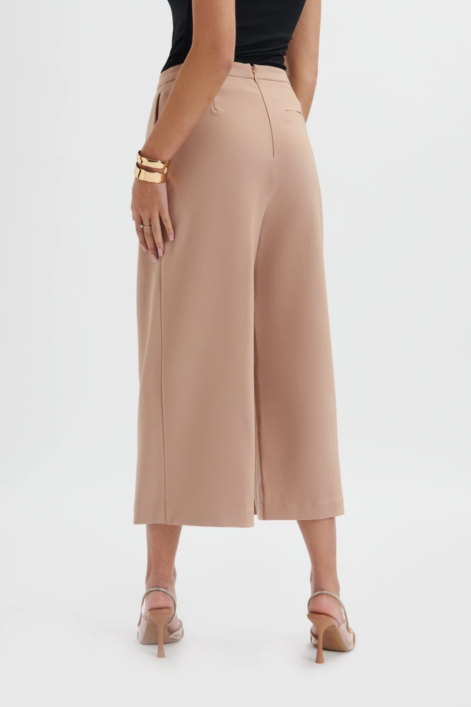 SIYA Wrap Culotte Trousers In Camel - Image 4