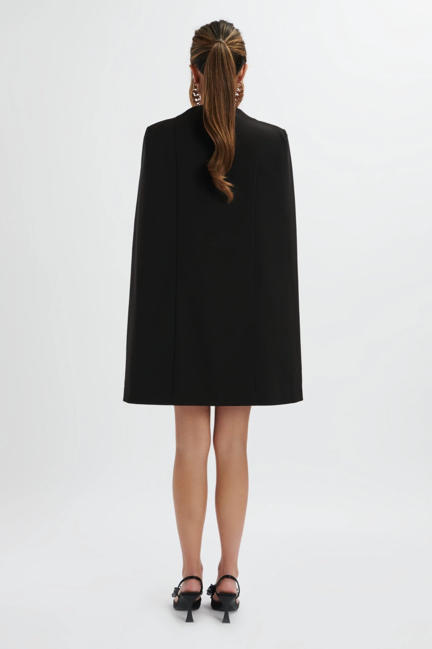 TIFFANY Belted Cape Blazer Mini Dress In Black - Image 4