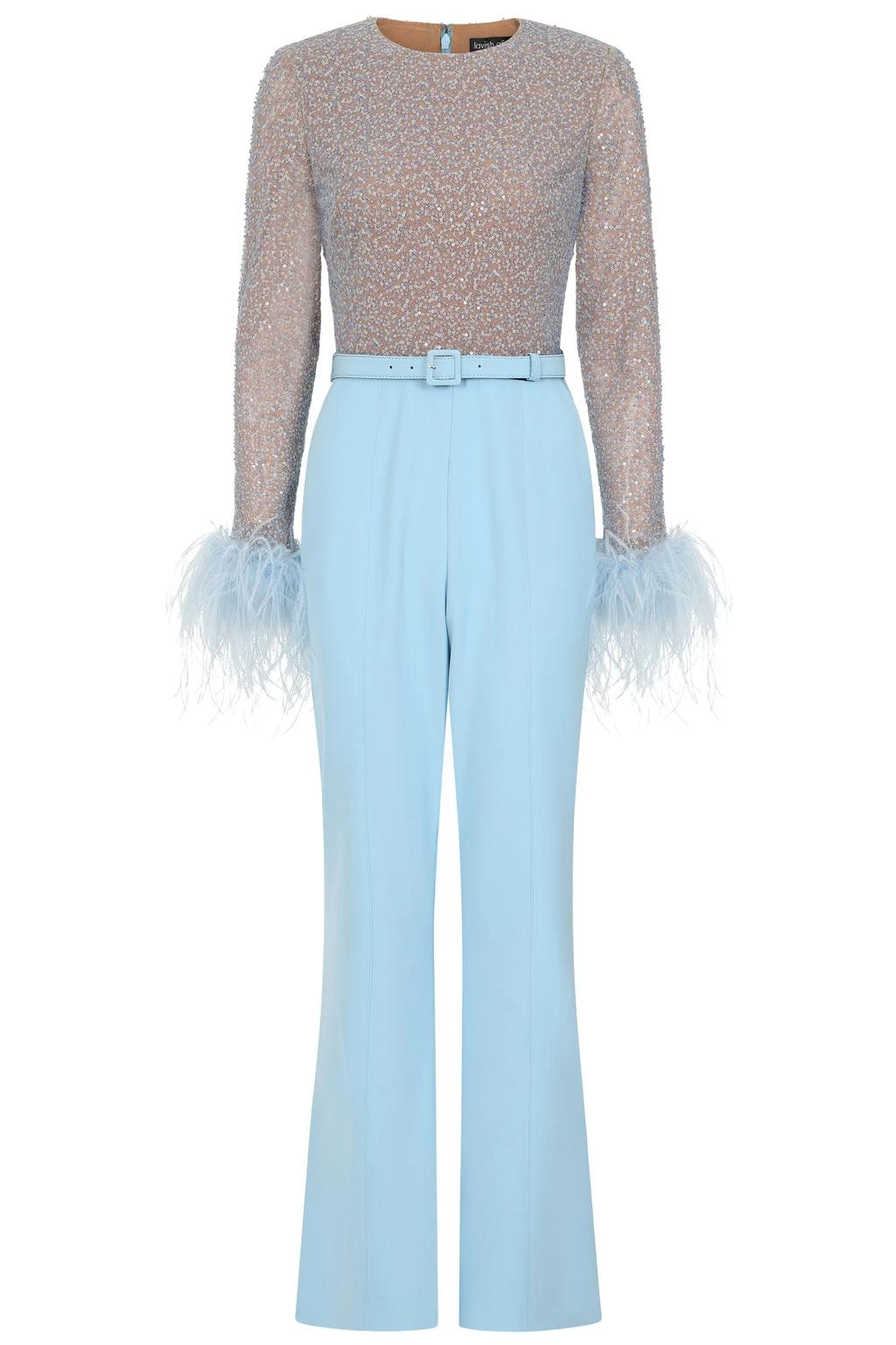 MYLA Beaded Sequin Jumpsuit In Baby Blue - Image 6