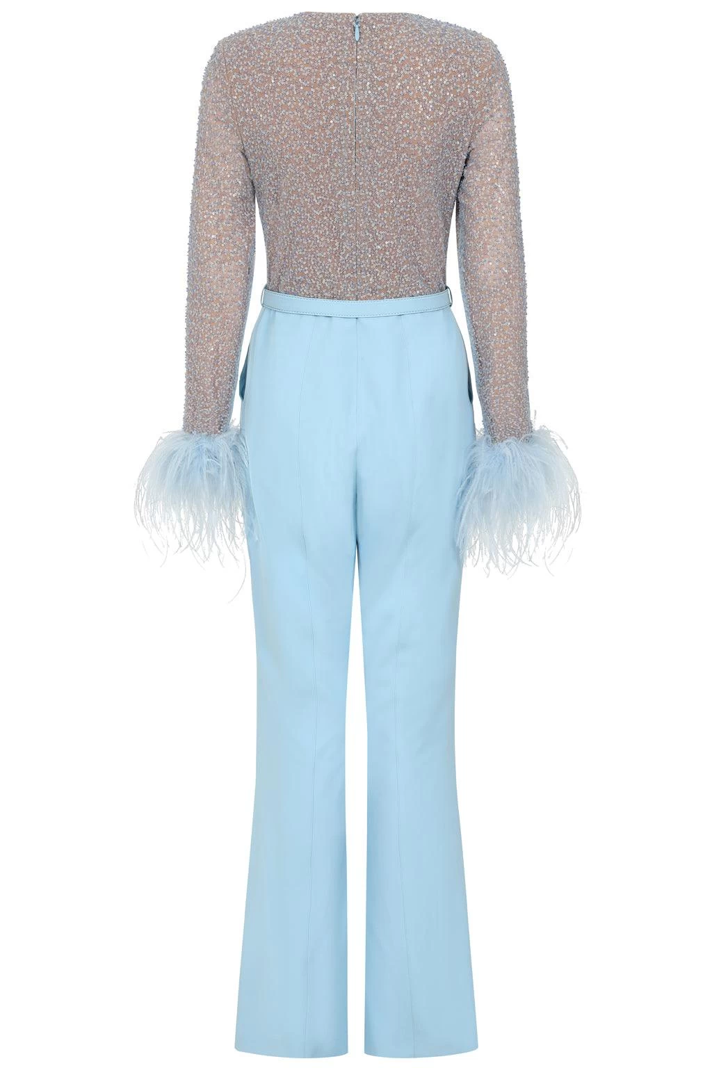 MYLA Beaded Sequin Jumpsuit In Baby Blue - Image 7