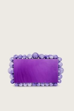 TIA Marbled Faux Pearl Box Clutch Bag In Purple