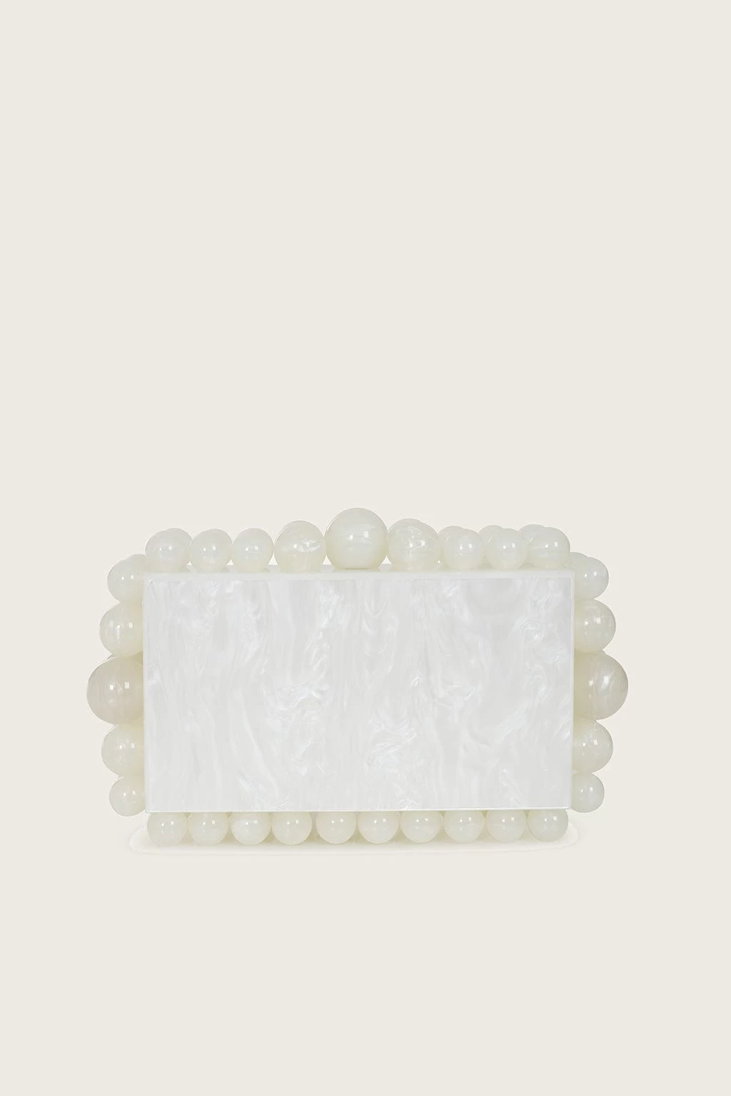 TIA Marbled Faux Pearl Box Clutch Bag In White