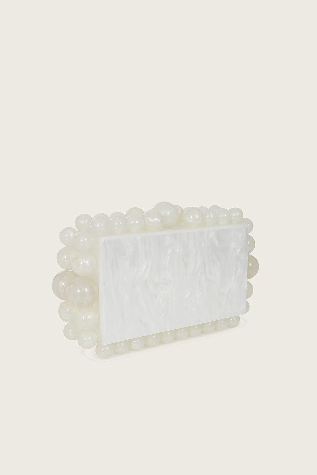TIA Marbled Faux Pearl Box Clutch Bag In White - Image 2