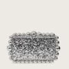 TIA Marbled Faux Pearl Box Clutch Bag In Silver