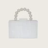 REYA Bead Handle Marbled Box Clutch Bag In White