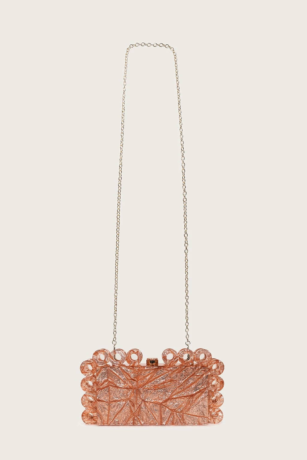 CELESTE Circular Textured Box Clutch Bag In Rose Gold - Image 3