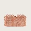 CELESTE Circular Textured Box Clutch Bag In Rose Gold