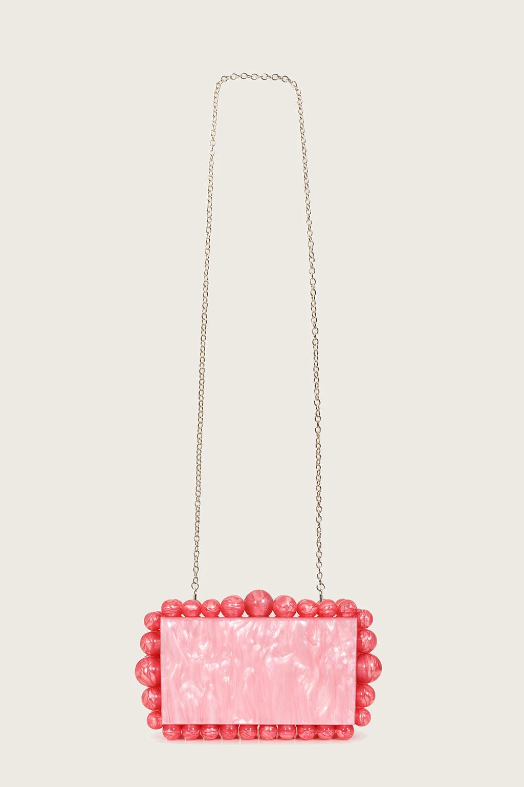 TIA Marbled Faux Pearl Box Clutch Bag In Pink - Image 3