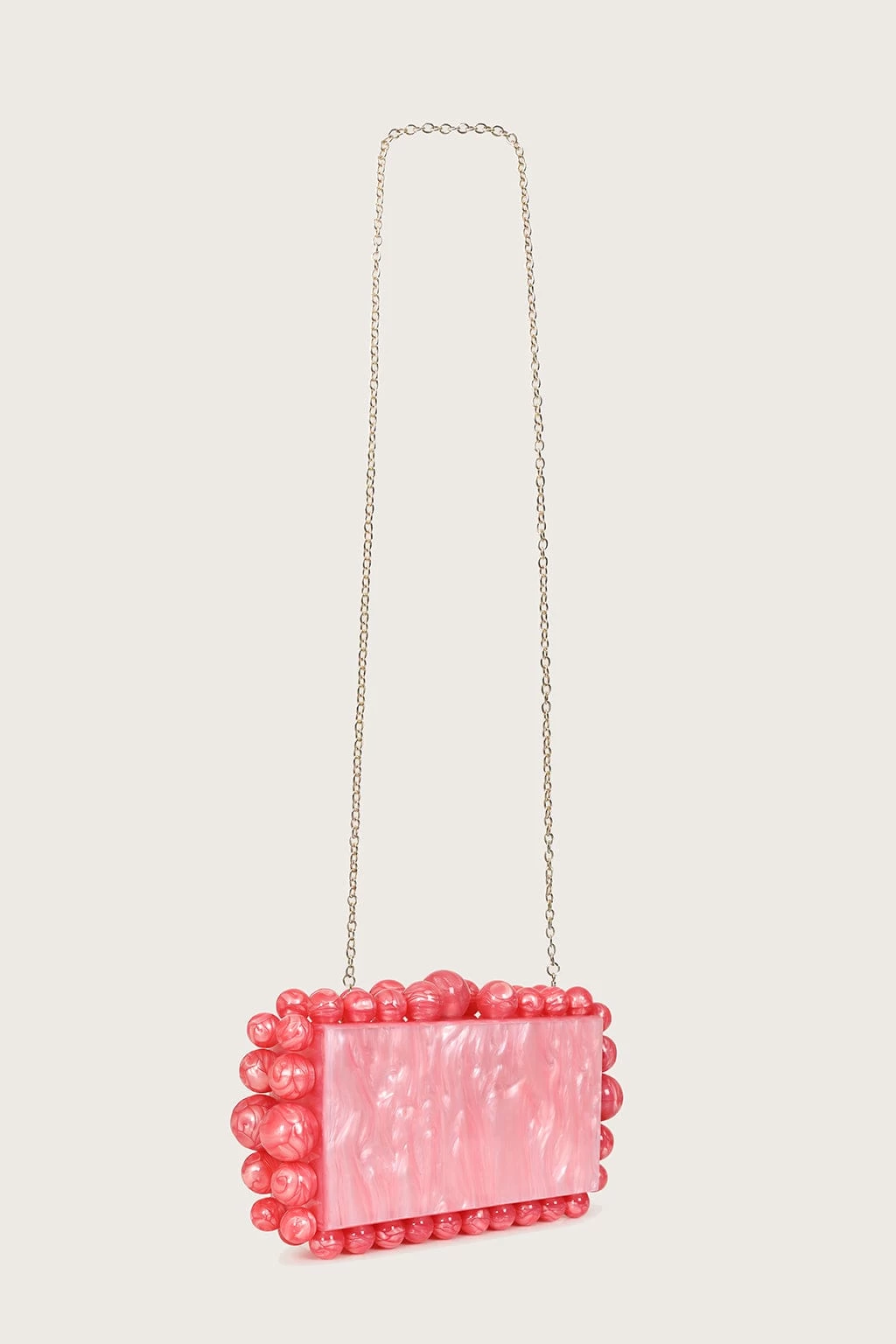 TIA Marbled Faux Pearl Box Clutch Bag In Pink - Image 4