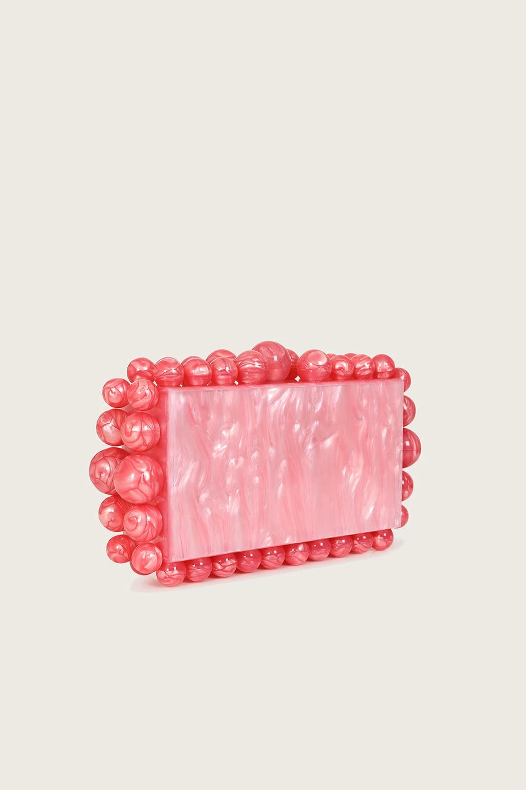 TIA Marbled Faux Pearl Box Clutch Bag In Pink - Image 2