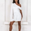 DIANA Off Shoulder Cape Mini Dress In White